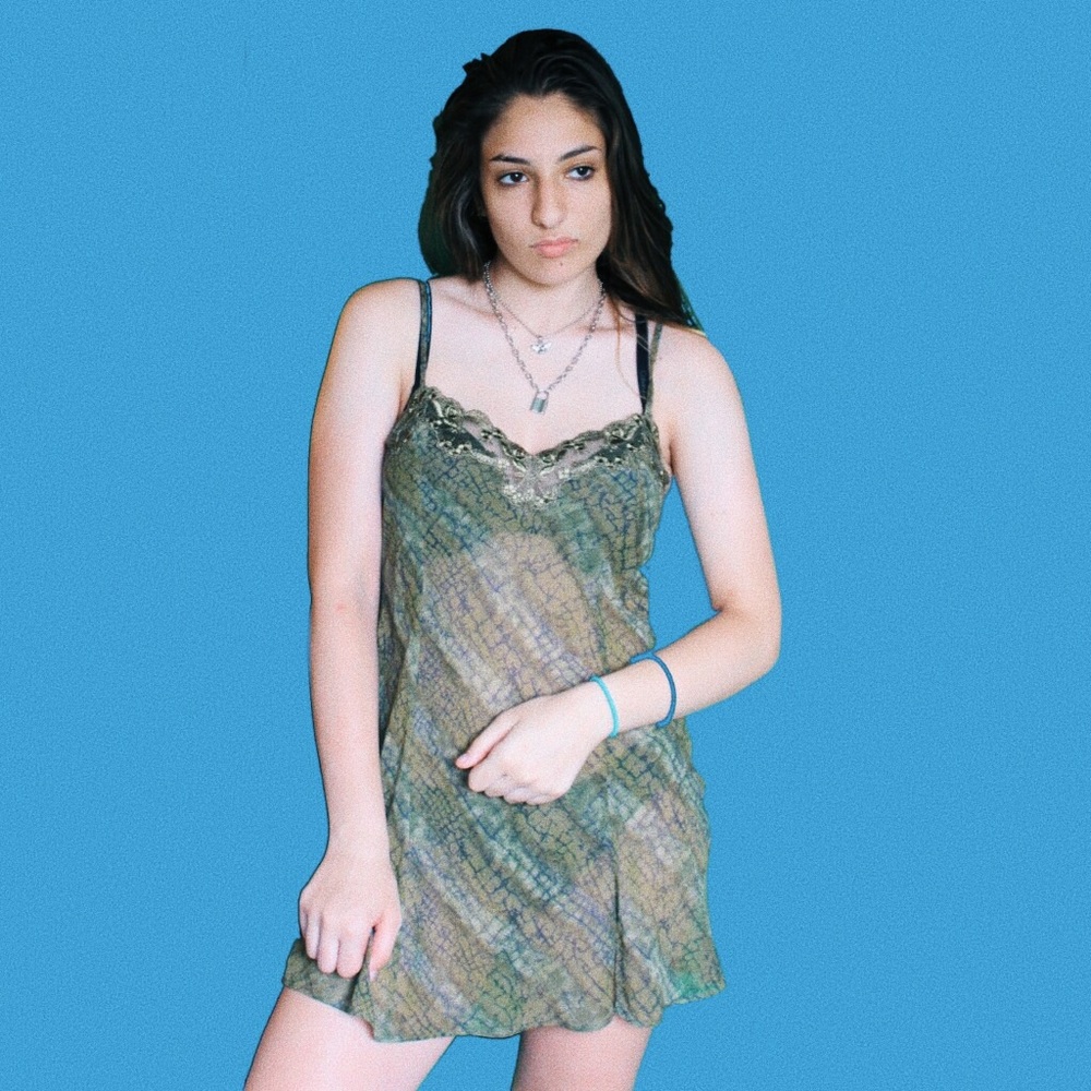 Vintage earthy olive slip dress